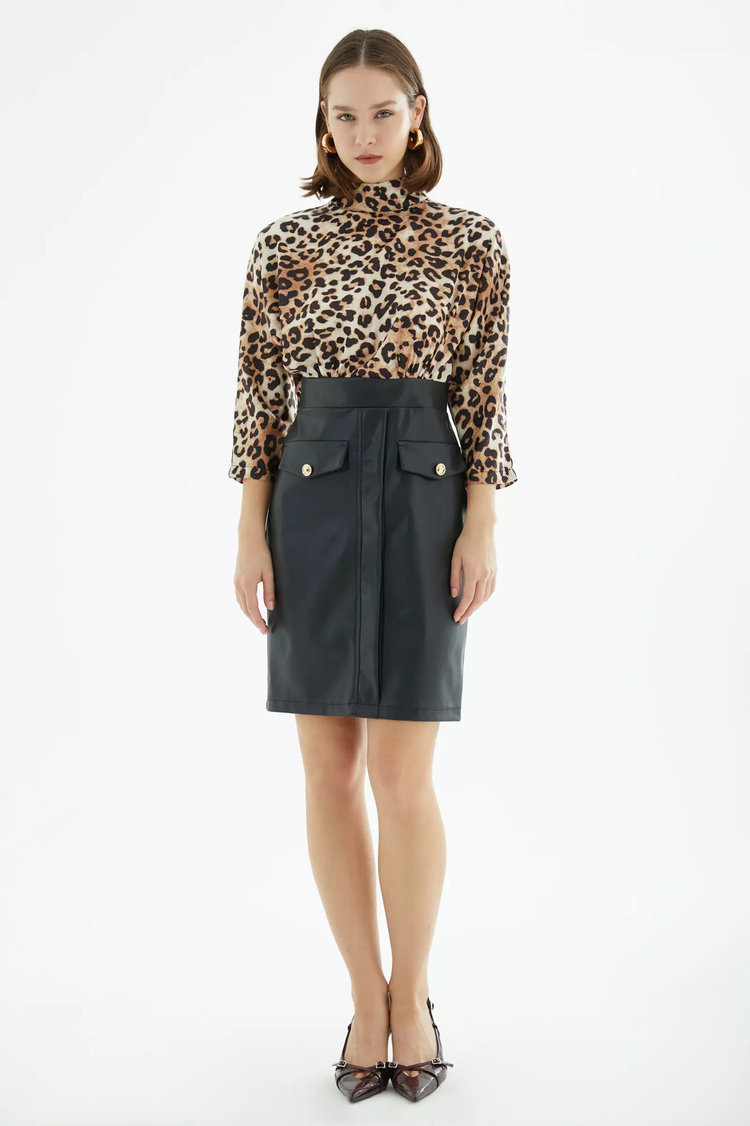 FRV Printed satin long sleeve mini dress - Cuautitlán