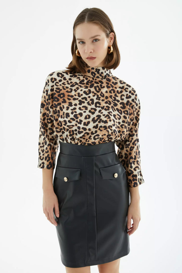 FRV Printed satin long sleeve mini dress - Cuautitlán