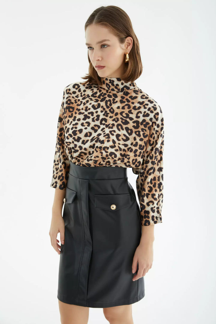 FRV Printed satin long sleeve mini dress - Cuautitlán