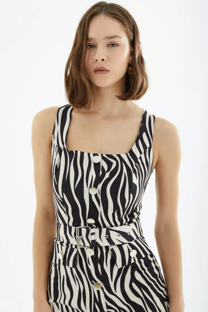 FRV Printed crepe sleeveless mini dress - Chur