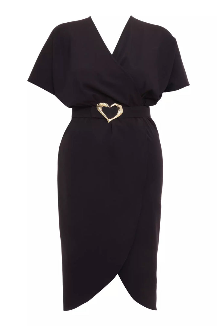 FRV Black plus size crepe sleeveless midi dress - Guadalupe