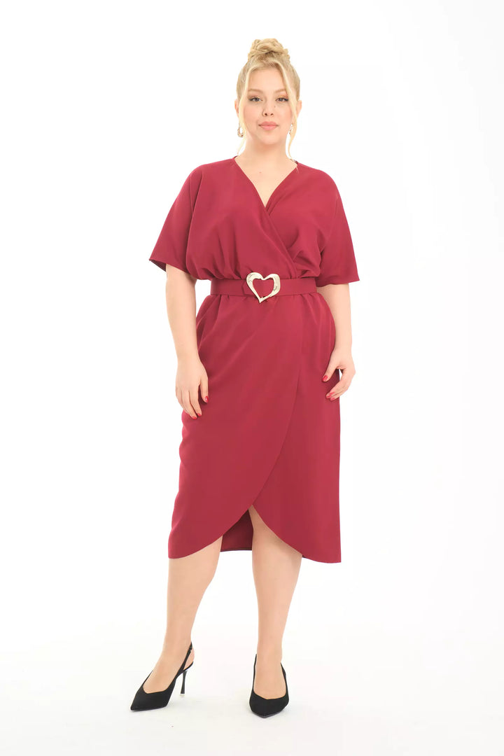FRV Maroon plus size crepe sleeveless midi dress - Misterbianco