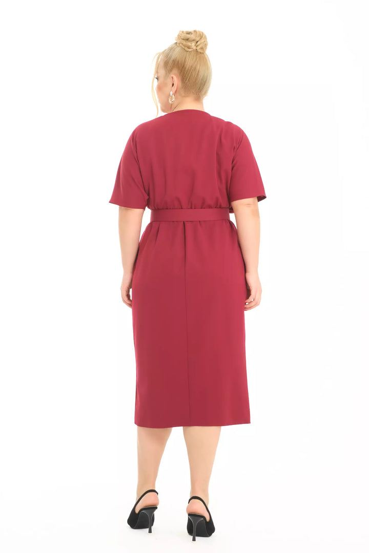 FRV Maroon plus size crepe sleeveless midi dress - Misterbianco