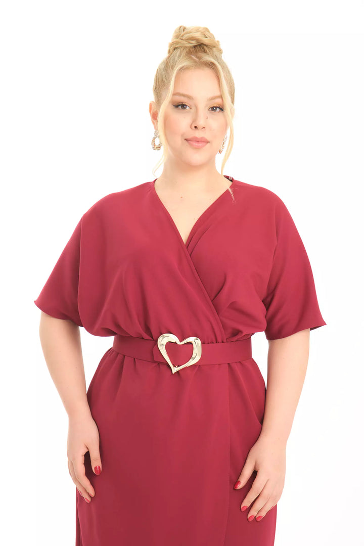 FRV Maroon plus size crepe sleeveless midi dress - Misterbianco