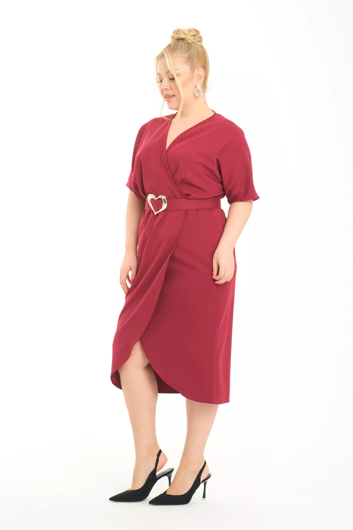 FRV Maroon plus size crepe sleeveless midi dress - Misterbianco