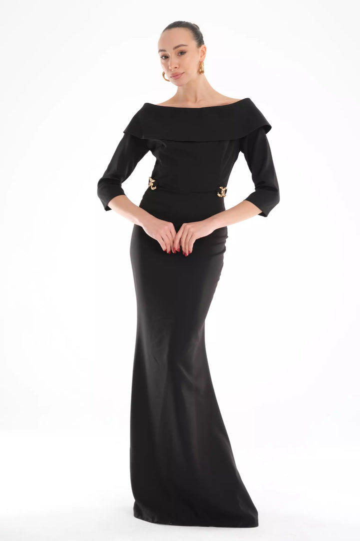 FRV Black crepe short sleeve maxi dress - Suffolk