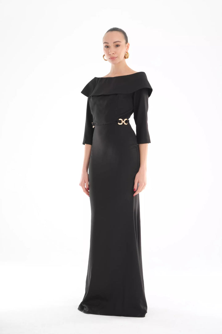 FRV Black crepe short sleeve maxi dress - Suffolk