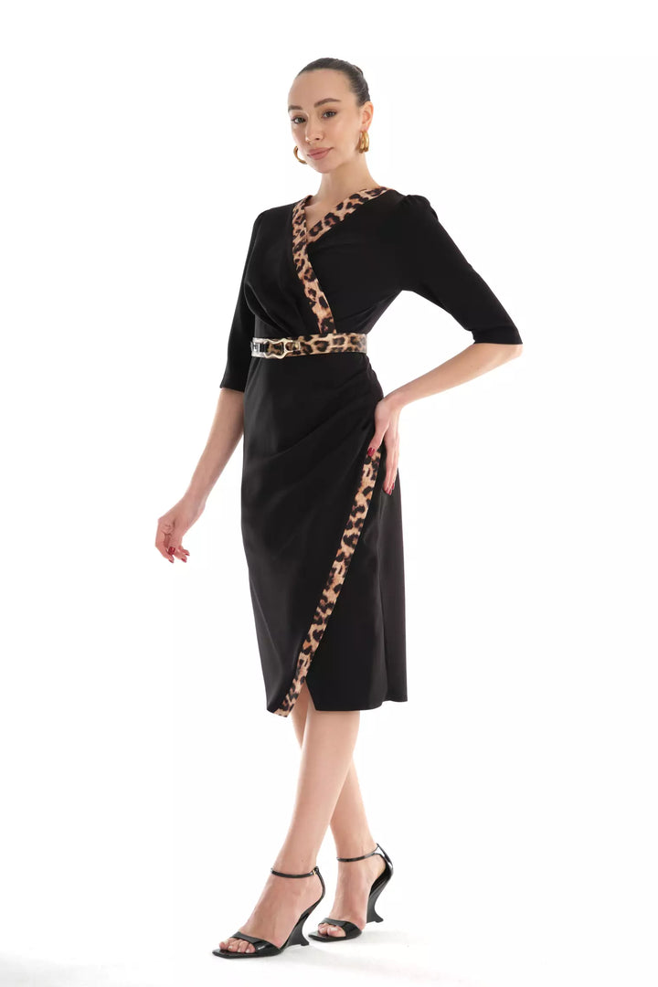 FRV Printed crepe 3/4 sleeve midi dress - Conegliano