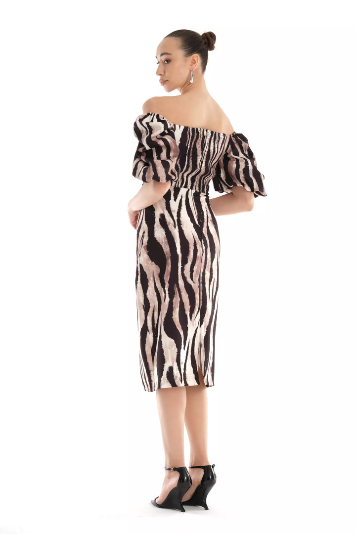 FRV Printed crepe short sleeve midi dress - Lida