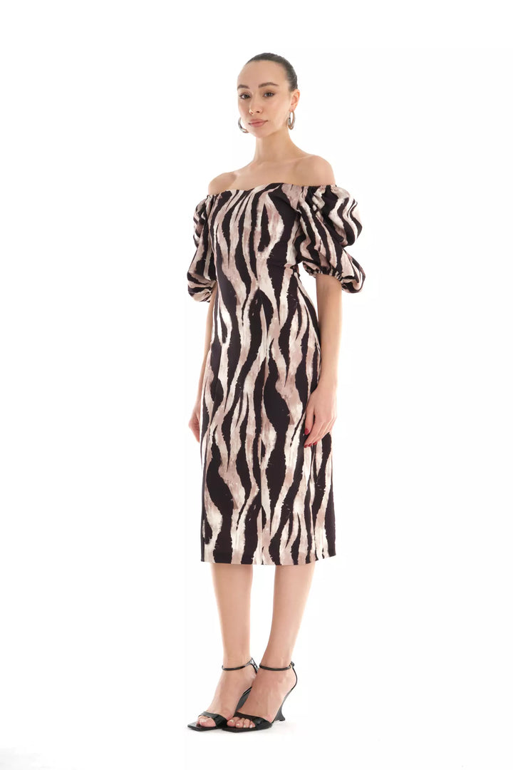 FRV Printed crepe short sleeve midi dress - Lida
