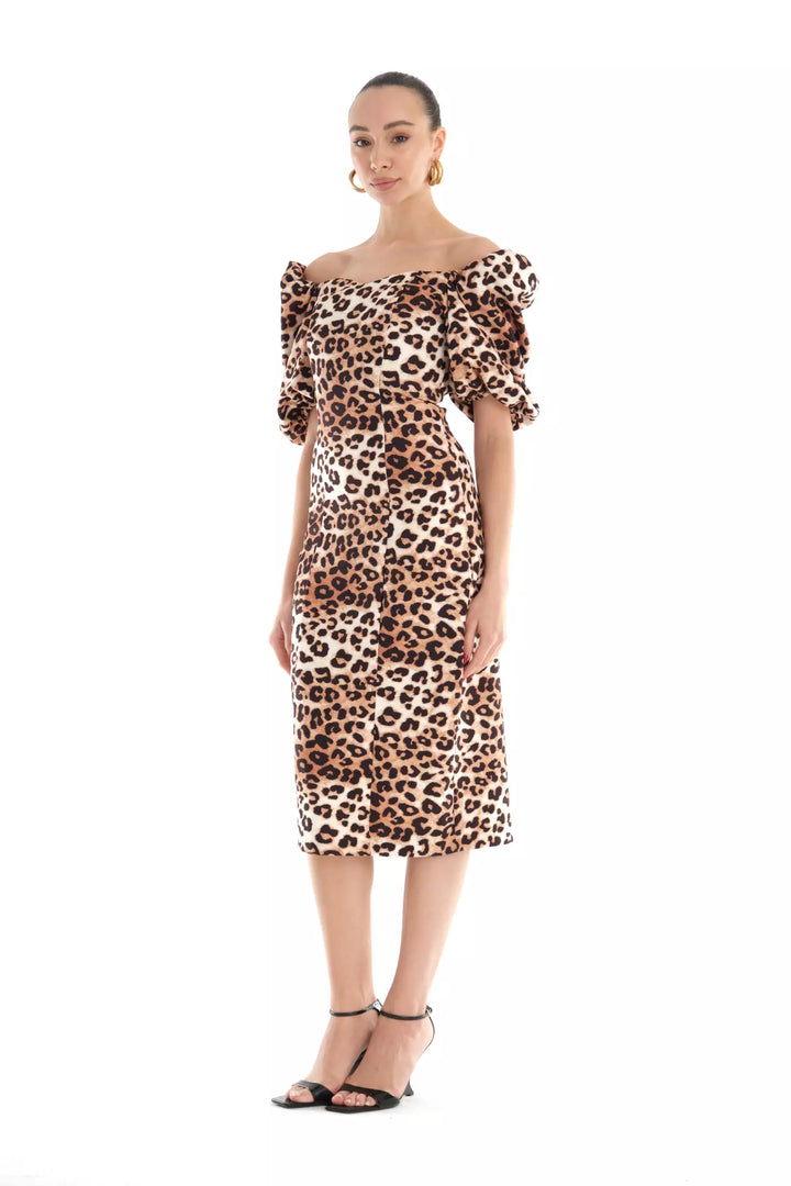 FRV Printed crepe short sleeve midi dress - Las Delicias