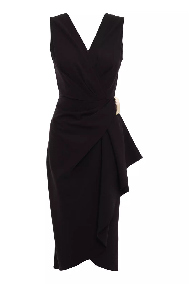 FRV Black crepe sleeveless midi dress - Angra do Heroísmo