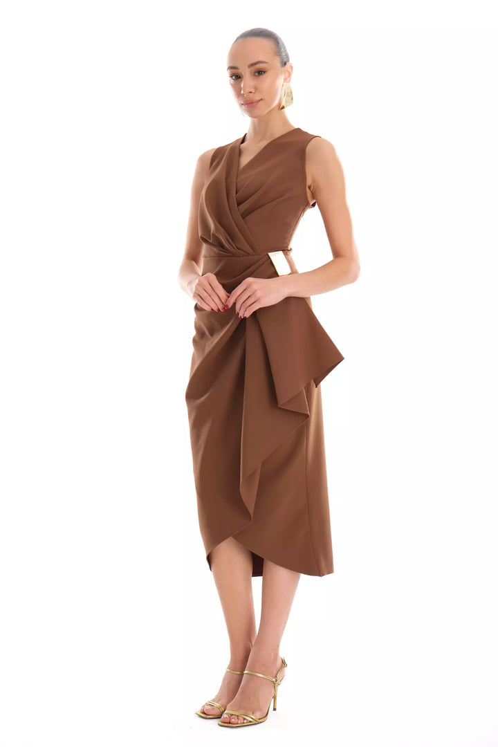 FRV Brown crepe sleeveless midi dress - Natick