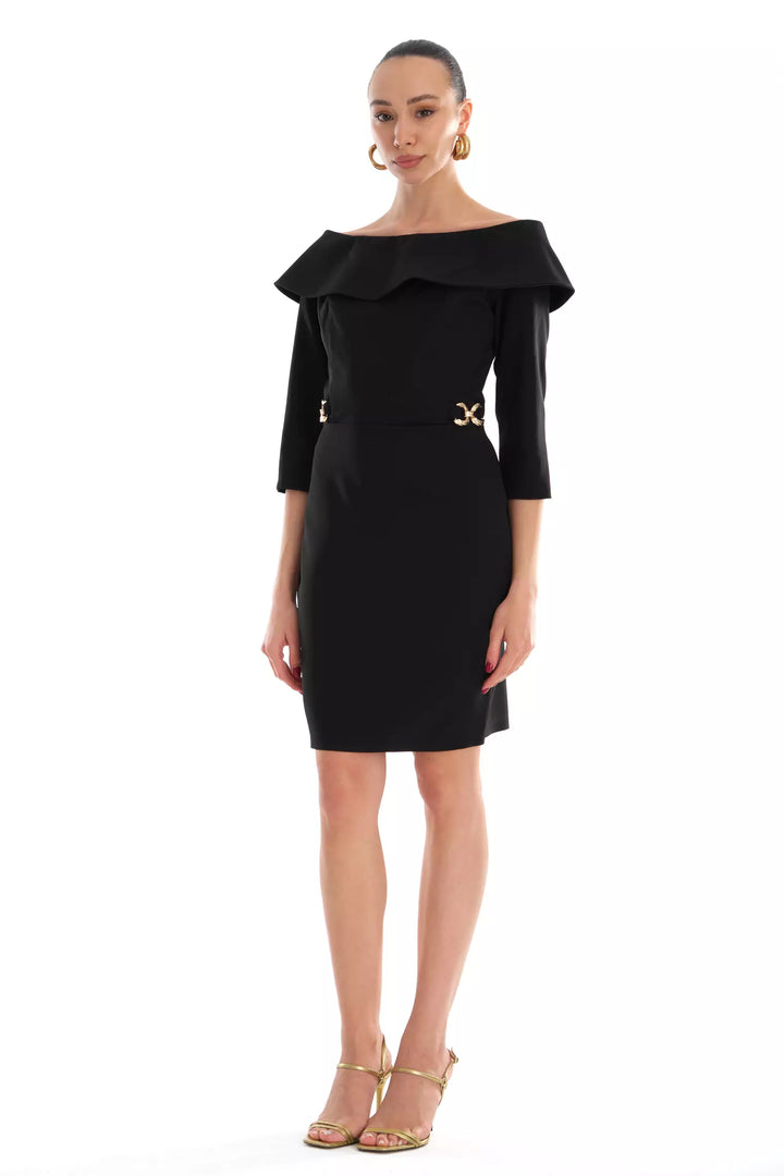 FRV Black crepe 3/4 sleeve mini dress - Dollard-des-Ormeaux