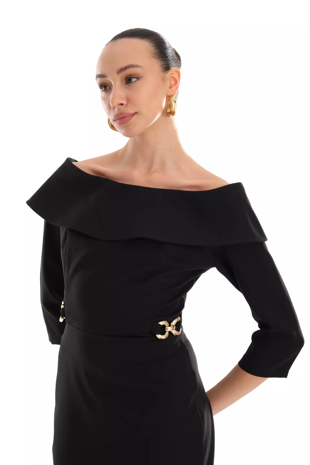 FRV Black crepe 3/4 sleeve mini dress - Dollard-des-Ormeaux