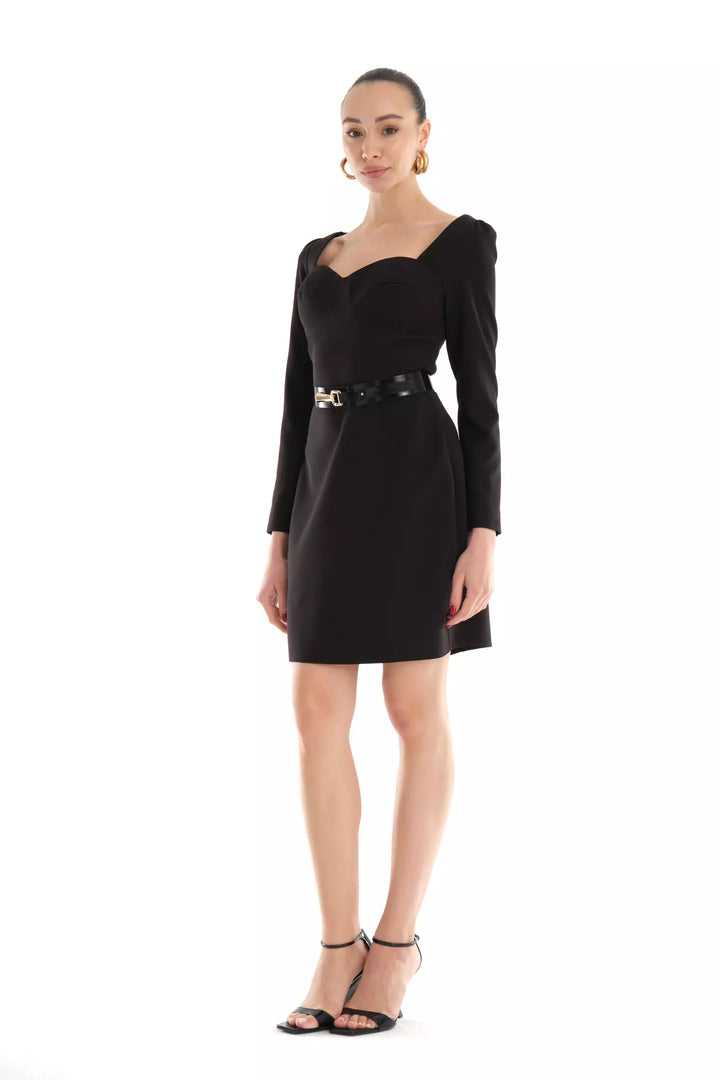 FRV Black crepe long sleeve mini dress - Urbandale