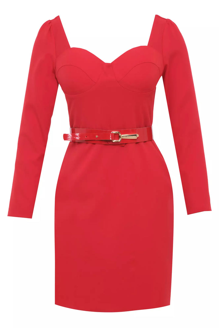 FRV Red crepe long sleeve mini dress - St. Peters