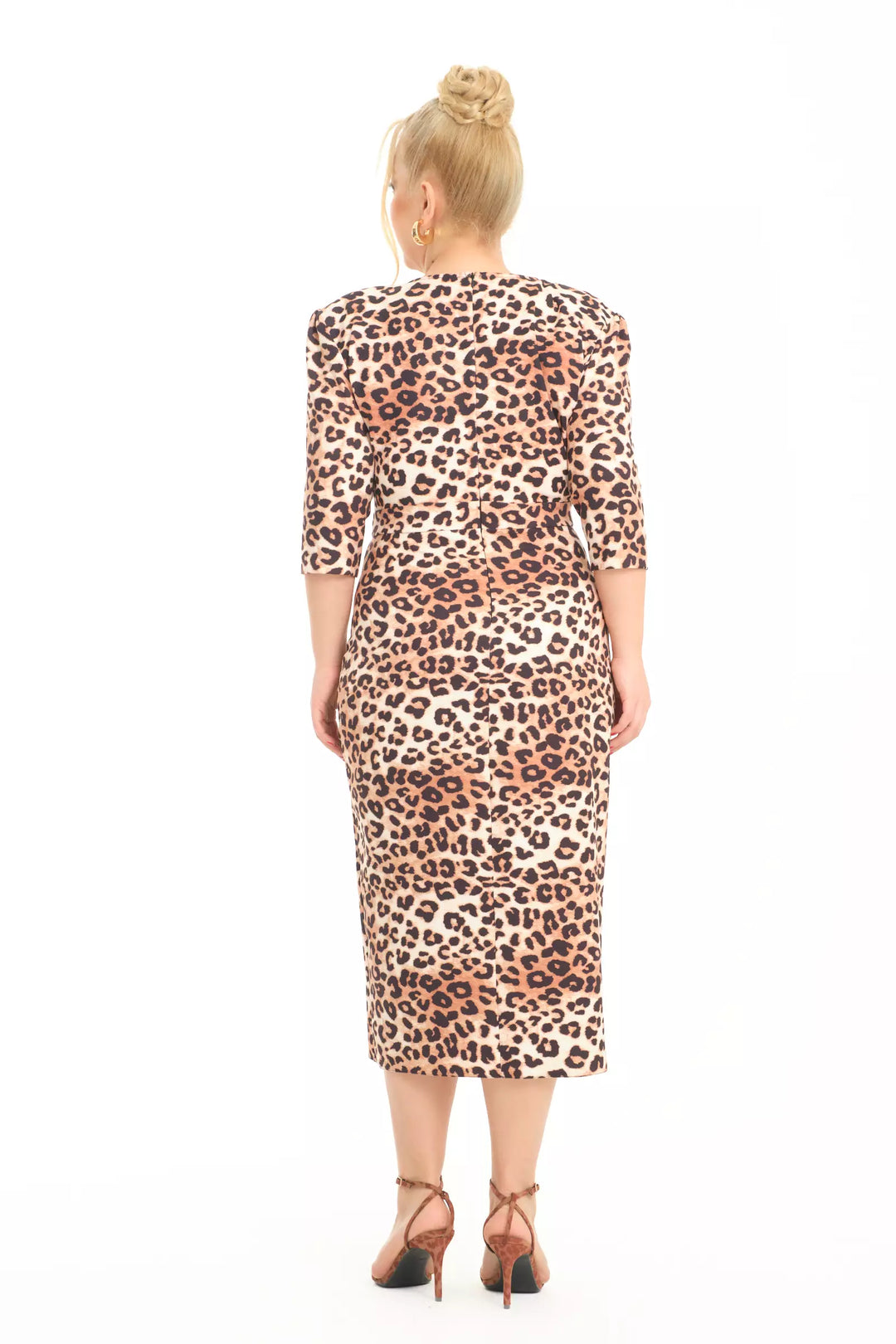 FRV Printed plus size crepe 3/4 sleeve midi dress - Ciudad Lerdo