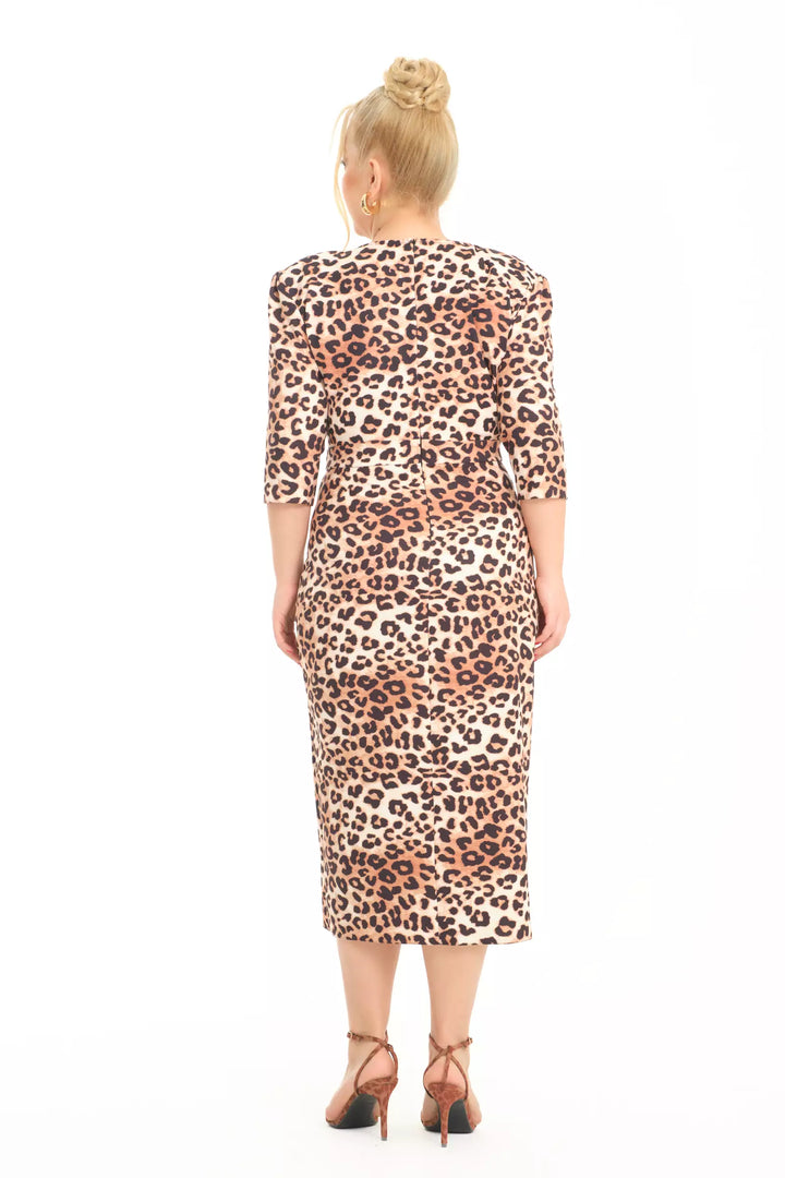 FRV Printed plus size crepe 3/4 sleeve midi dress - Ciudad Lerdo