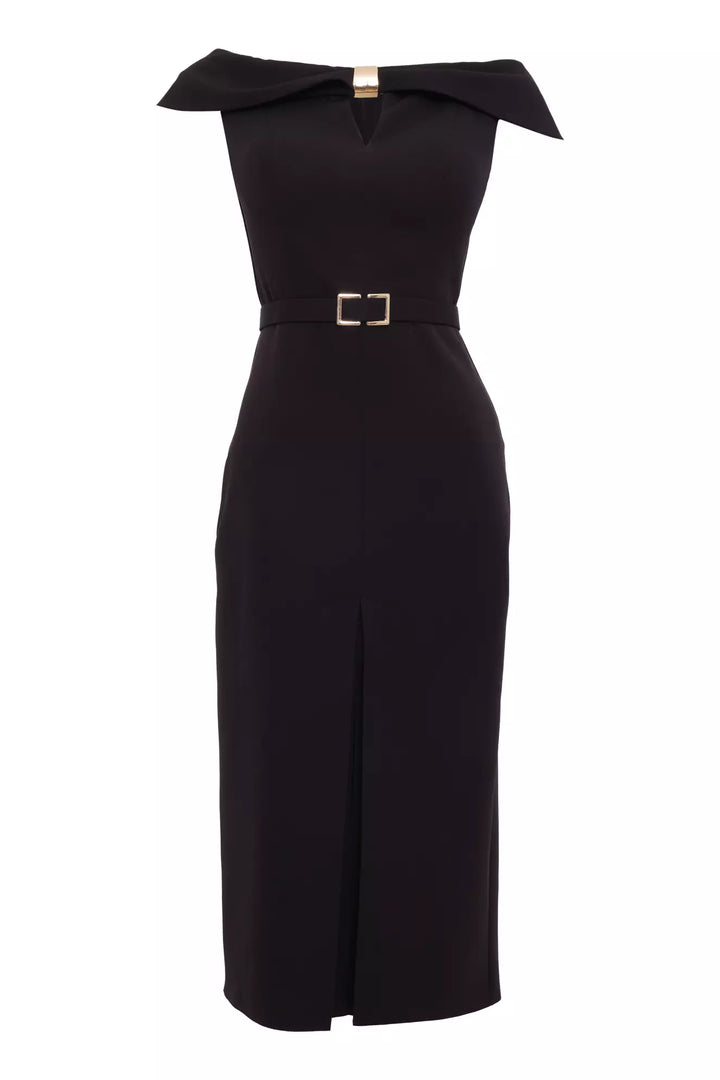 FRV Black crepe sleeveless midi dress - Weißenfels