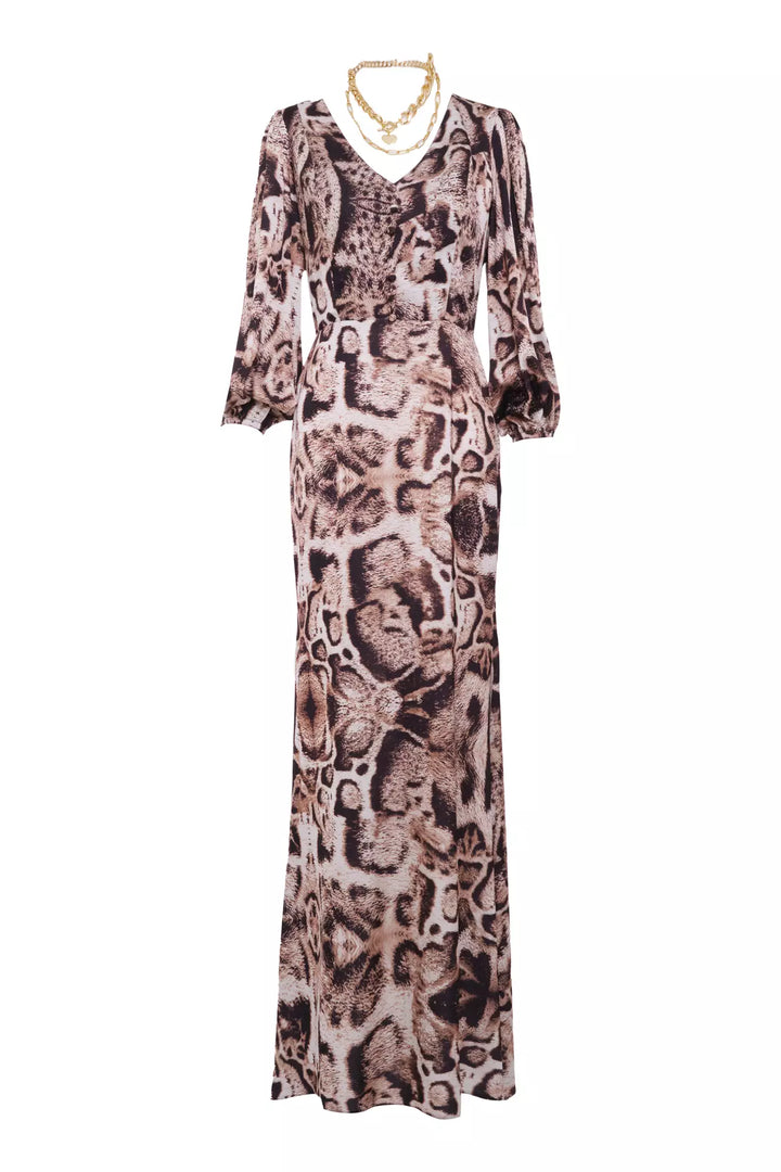 FRV Printed satin long sleeve maxi dress - Aves