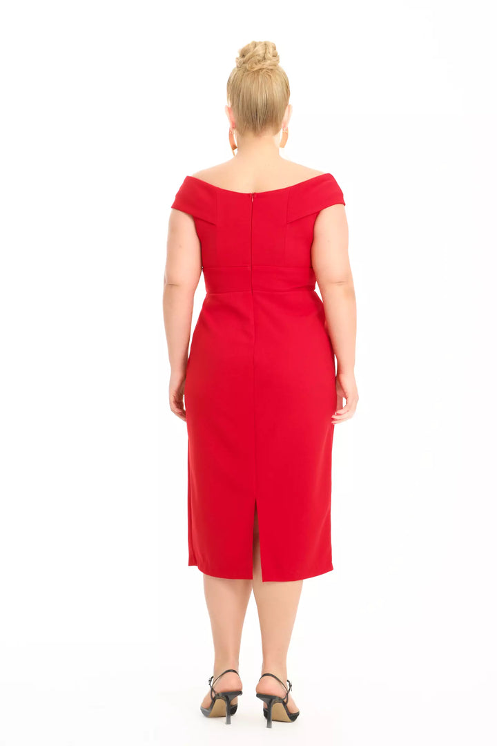 FRV Red plus size crepe sleeveless midi dress - Arden-Arcade