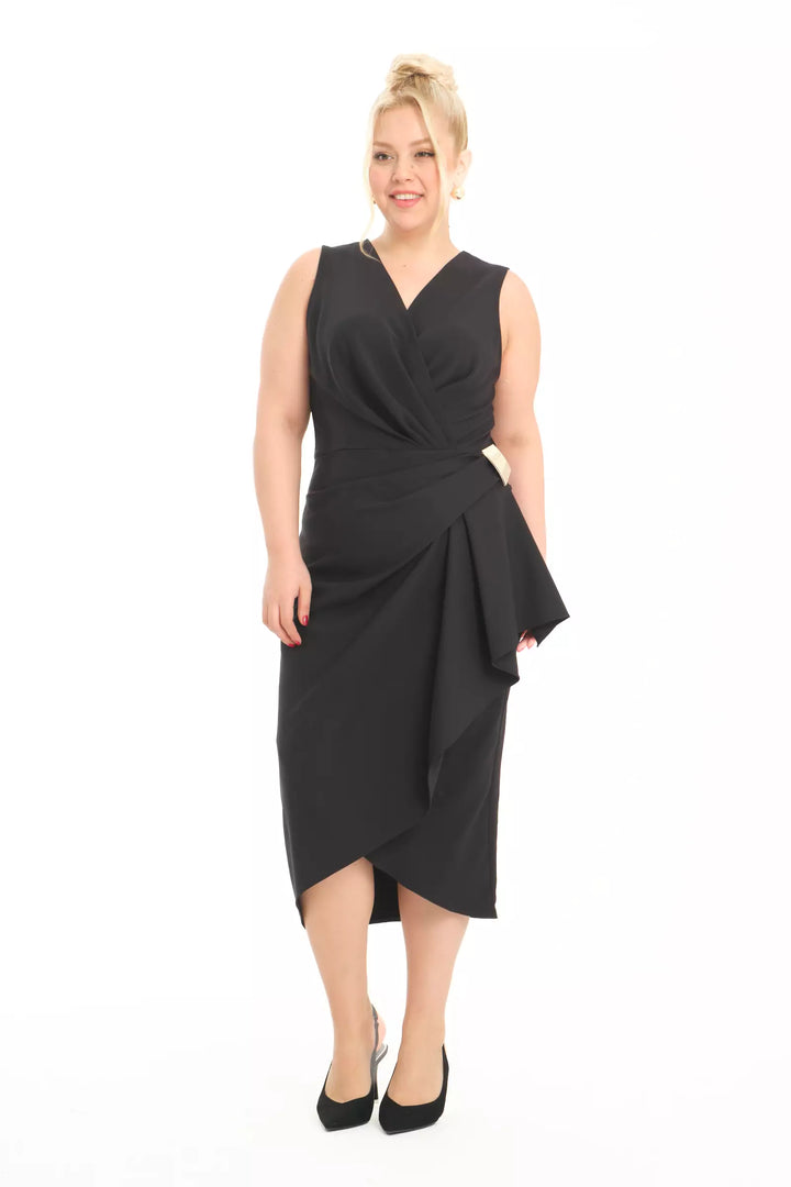 FRV Black plus size crepe sleeveless midi dress - Newark
