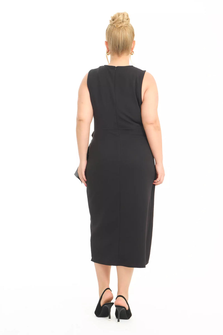 FRV Black plus size crepe sleeveless midi dress - Newark