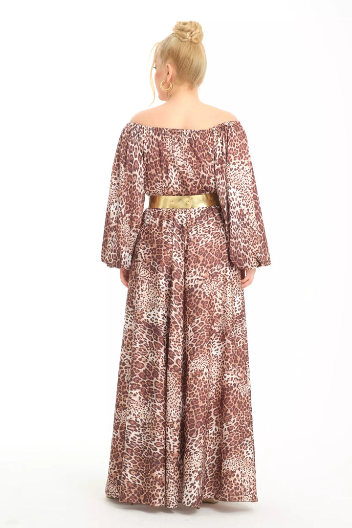 FRV Printed plus size satin long sleeve maxi dress - Montebello