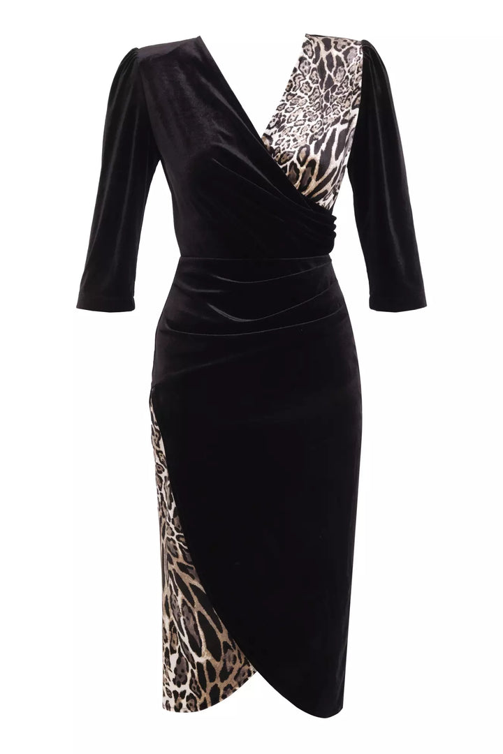 FRV Printed velvet 3/4 sleeve midi dress - Lynn