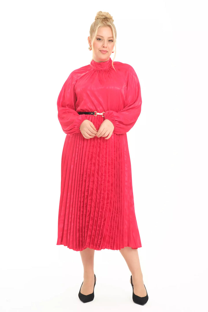 FRV Red plus size satin long sleeve midi dress - Woodbridge