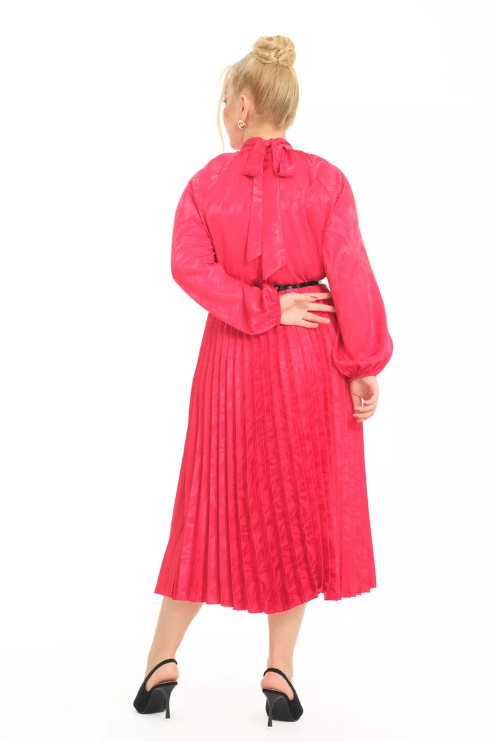 FRV Red plus size satin long sleeve midi dress - Woodbridge