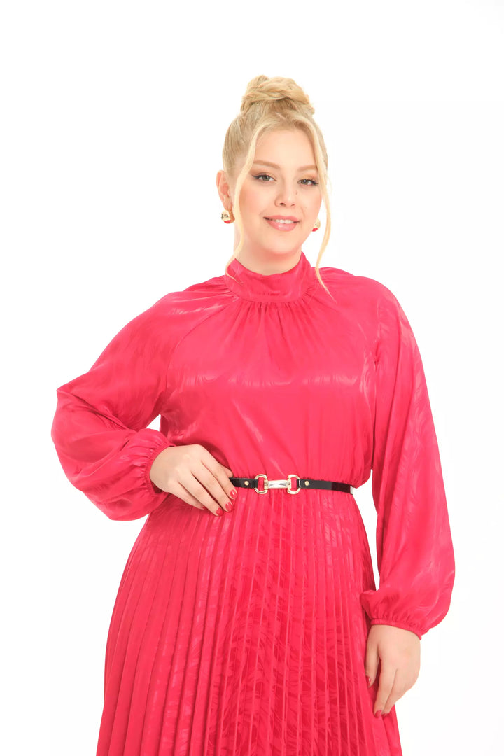 FRV Red plus size satin long sleeve midi dress - Woodbridge