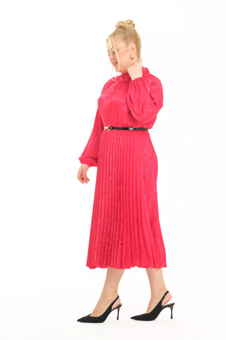 FRV Red plus size satin long sleeve midi dress - Woodbridge