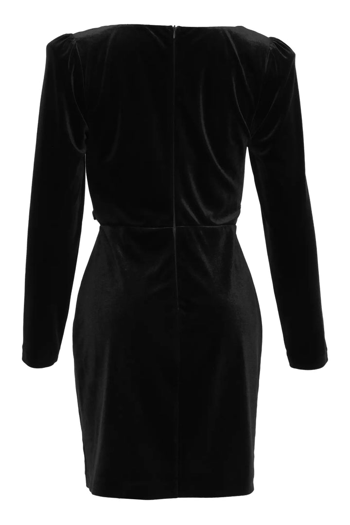 FRV Black velvet long sleeve mini dress - Nieuwegein