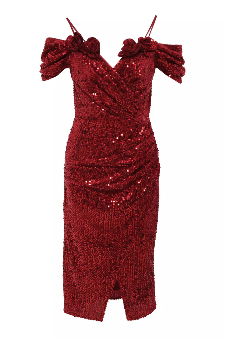 FRV Red velvet sleeveless midi dress - Suhl