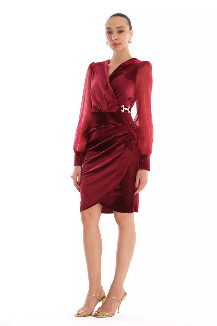 FRV Maroon velvet long sleeve midi dress - Greenacres