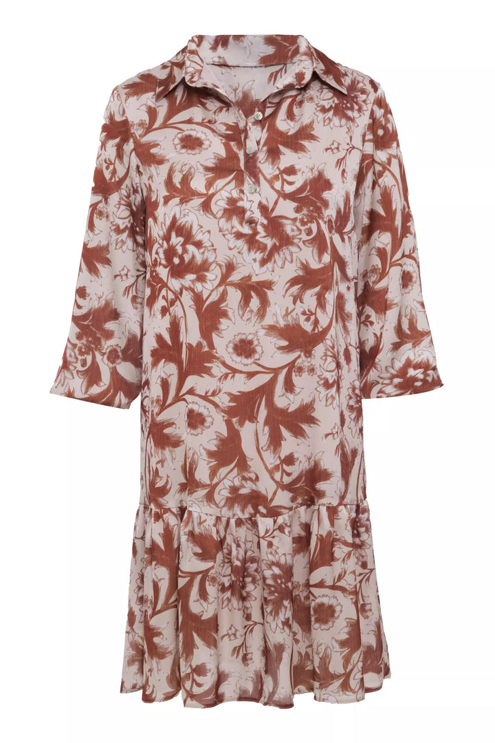 FRV Printed satin long sleeve midi dress - Graz