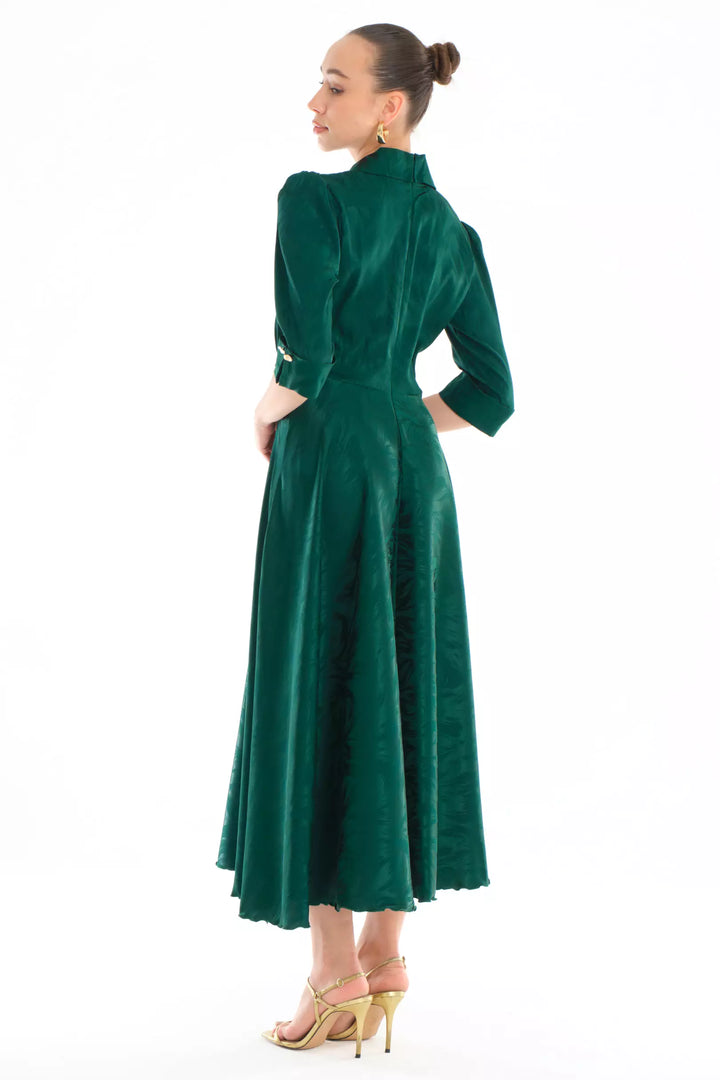 FRV Green satin short sleeve midi dress - Podujevë