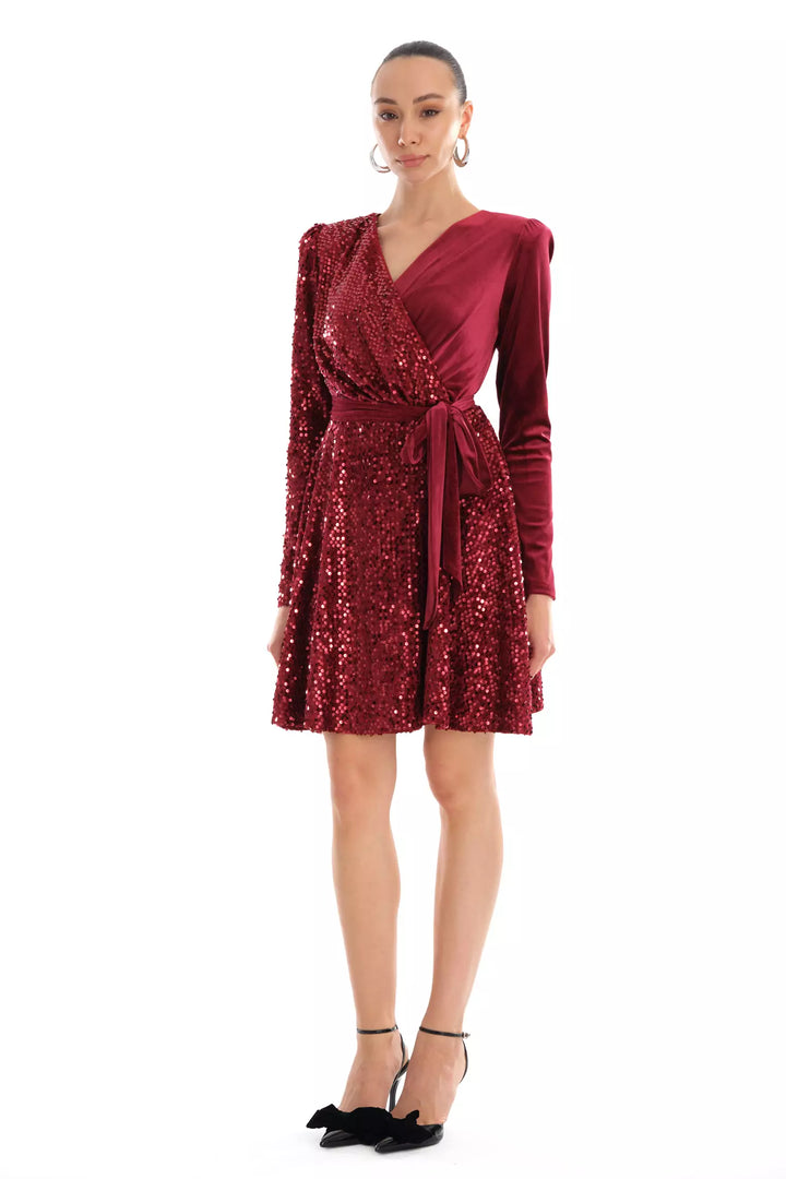 FRV Maroon velvet long sleeve mini dress - Oceanside