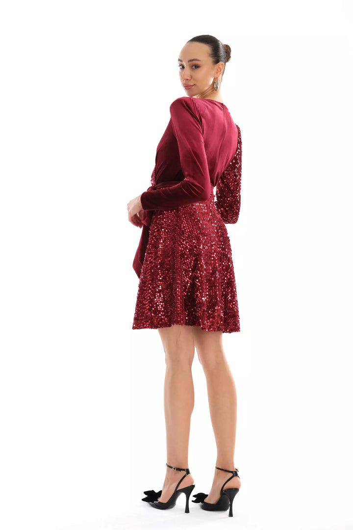 FRV Maroon velvet long sleeve mini dress - Oceanside