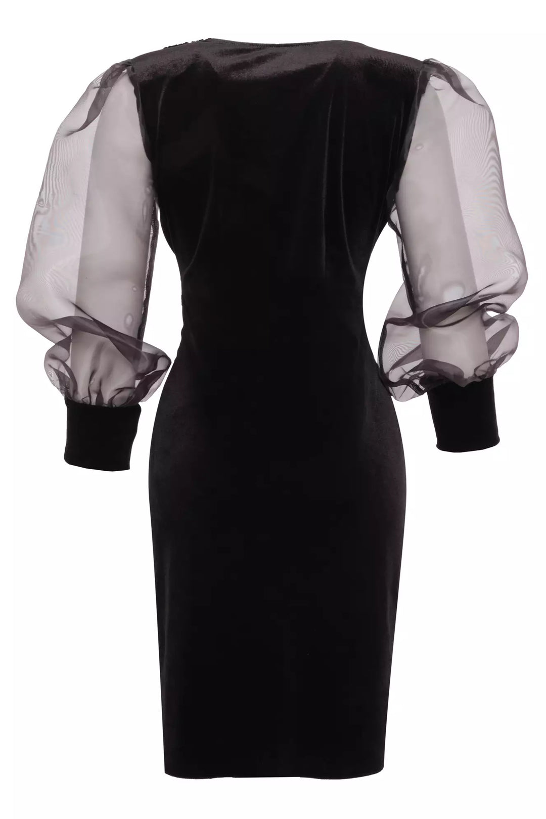 FRV Black velvet long sleeve midi dress - Taxco de Alarcón