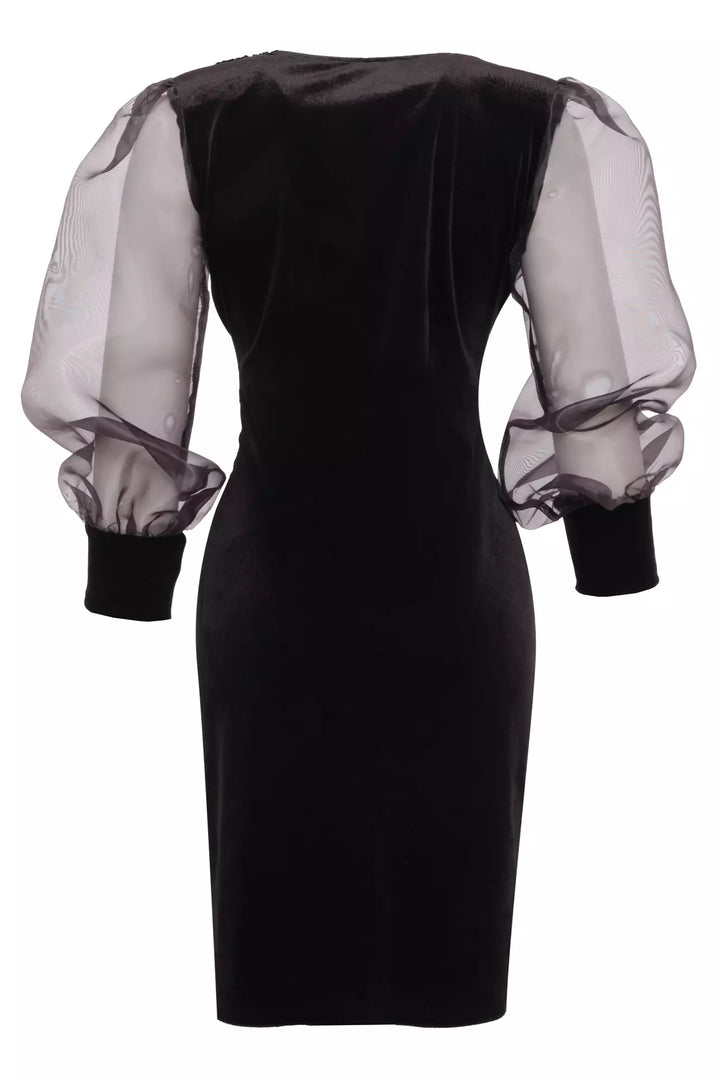FRV Black velvet long sleeve midi dress - Taxco de Alarcón