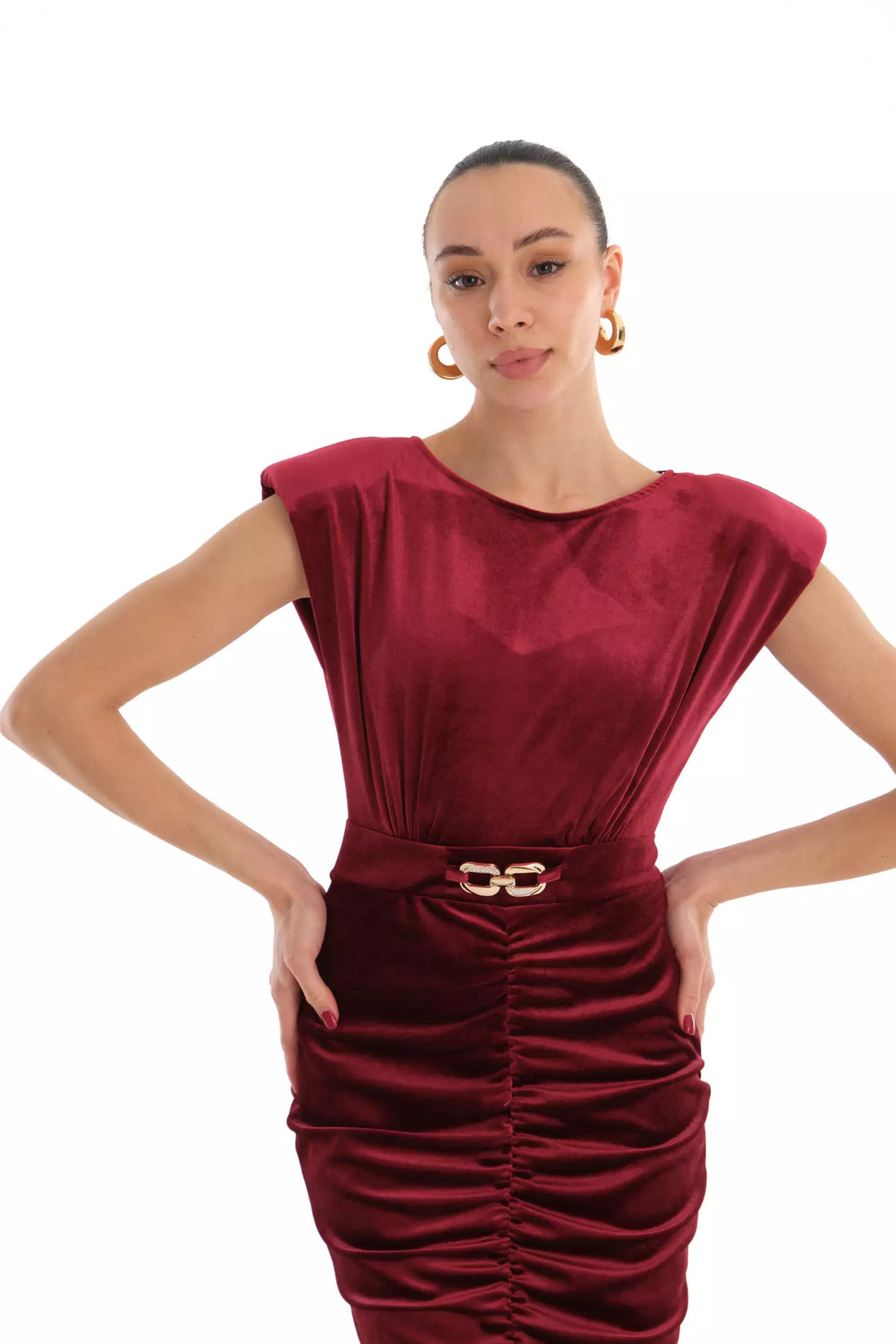 FRV Maroon velvet sleeveless mini dress - Ourém