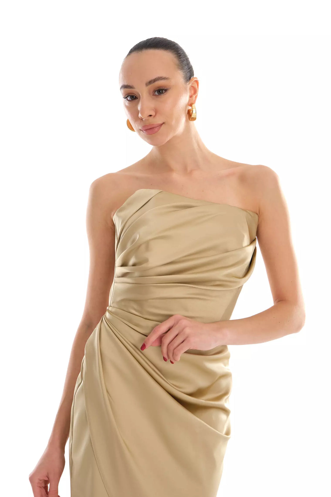 FRV Beige satin strapless mini dress - Ciudad Nezahualcóyotl