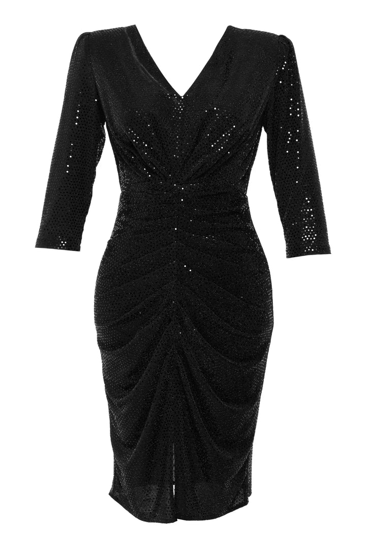 FRV Black glare 3/4 sleeve midi dress - Monclova