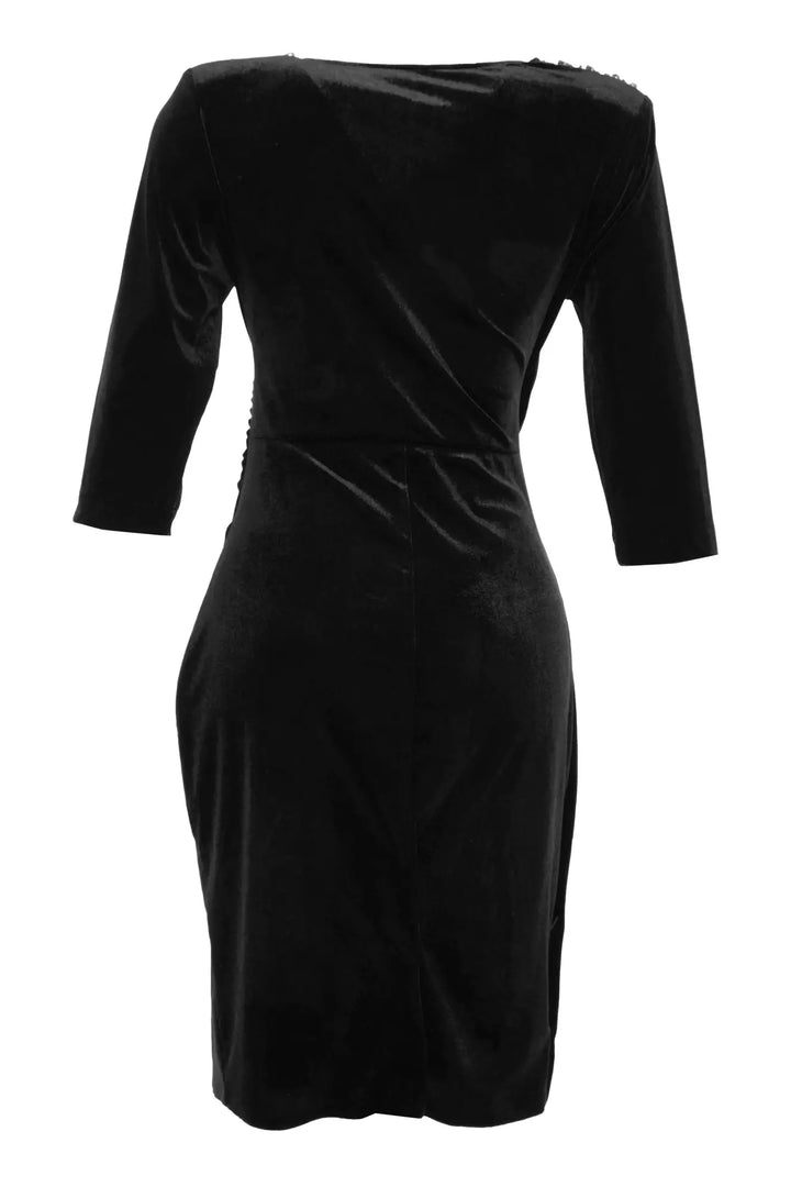 FRV Black velvet 3/4 sleeve midi dress - Utica