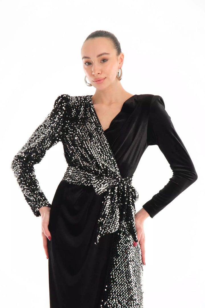 FRV Silver velvet long sleeve maxi dress - Bradford West Gwillimbury