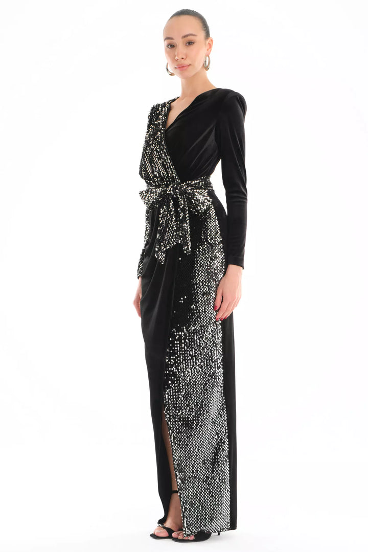 FRV Silver velvet long sleeve maxi dress - Bradford West Gwillimbury