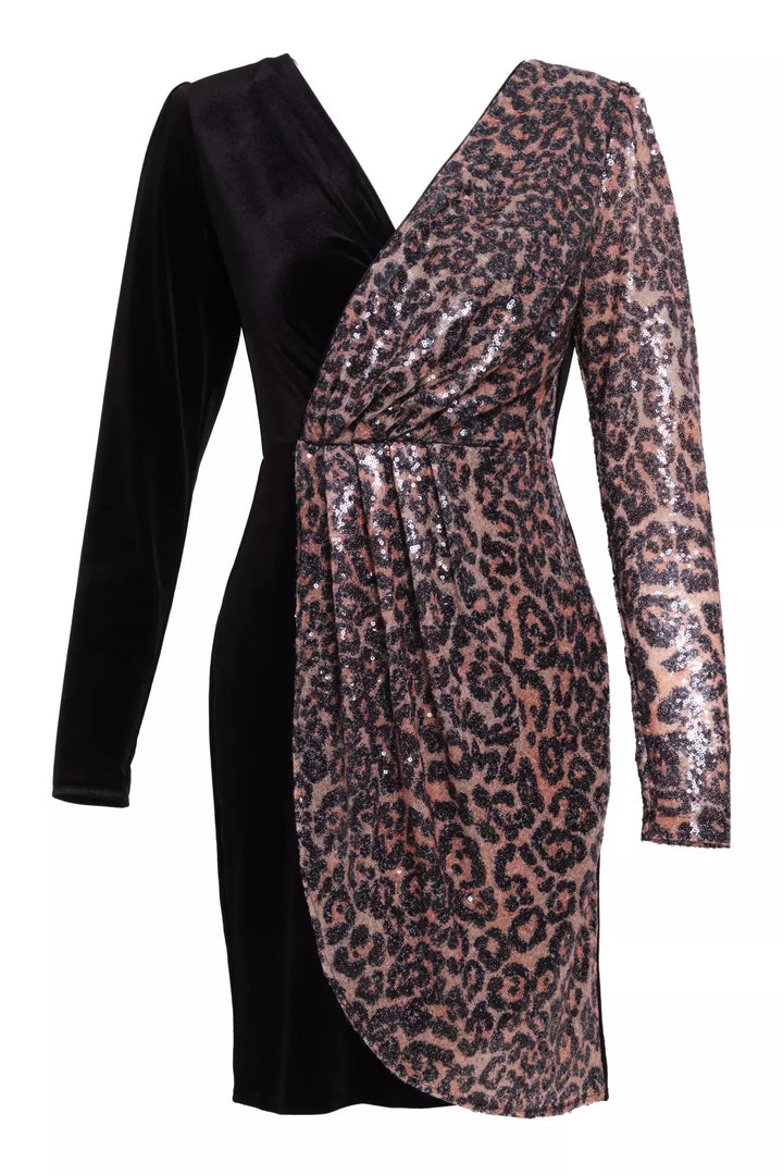 FRV Printed stamp sequins long sleeve mini dress - Pombal